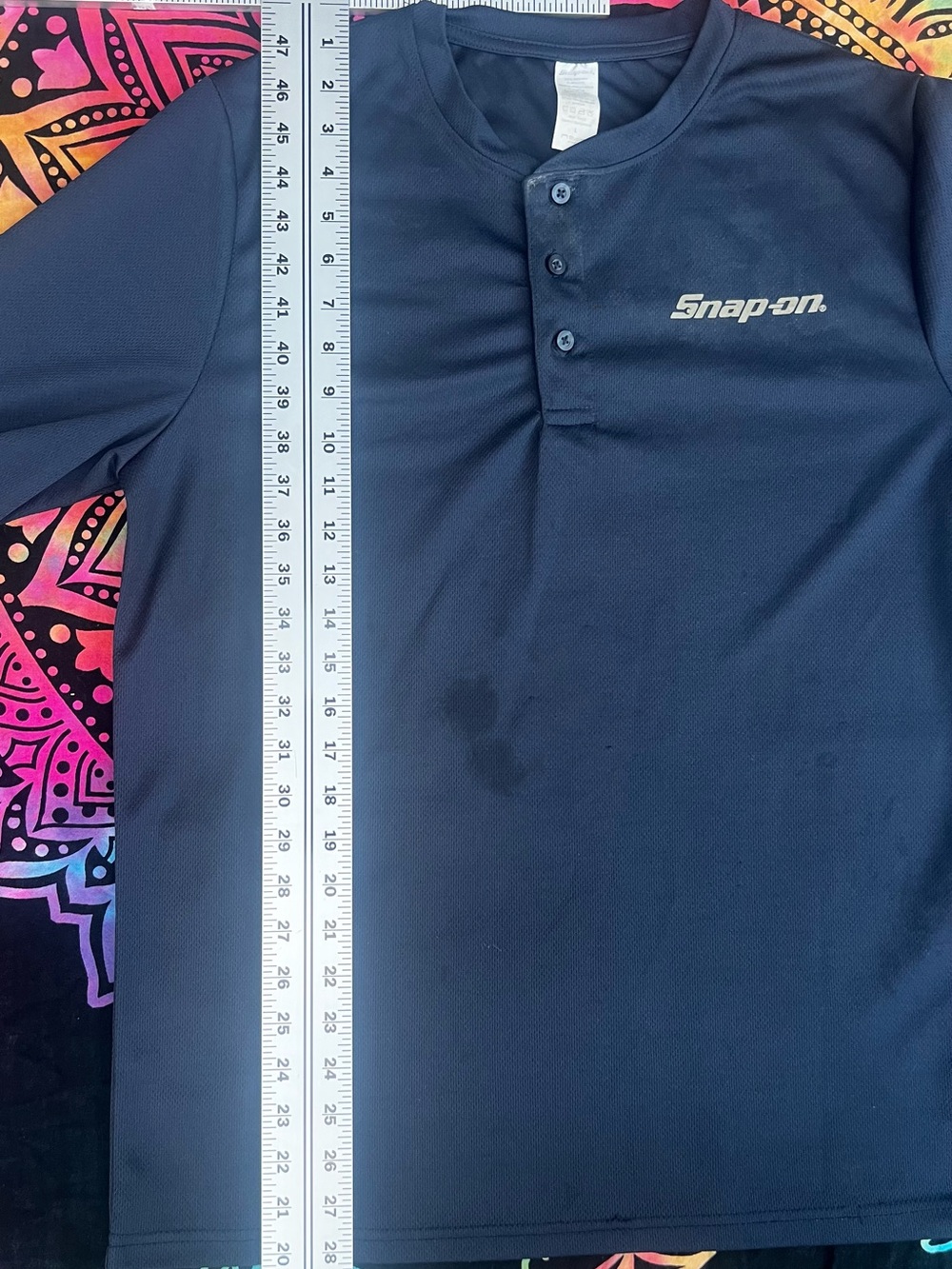 Snap Long Sleeve Henley Shirt in Navy Blue - Picture 4 of 9